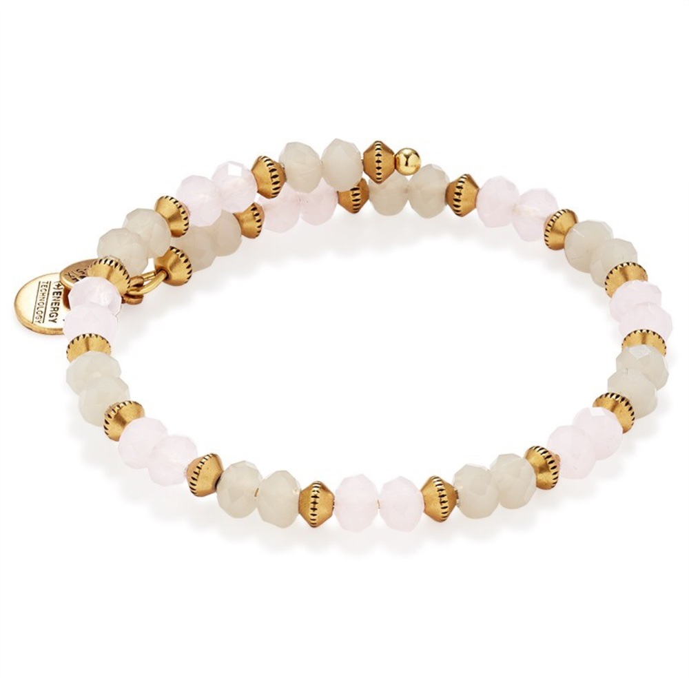 Alex and Ani pink, grey and gold beaded bangle